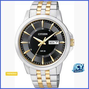 Stainless Steel Quartz Watch, Two-Tone, Day/Date, Water Resistant
